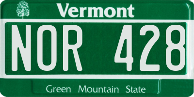 VT license plate NOR428