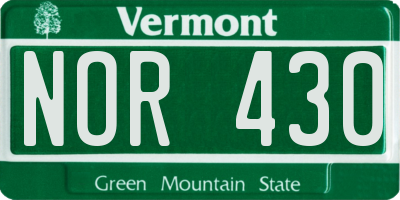 VT license plate NOR430