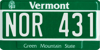 VT license plate NOR431