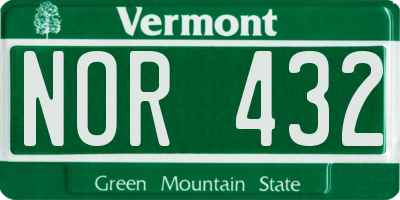 VT license plate NOR432