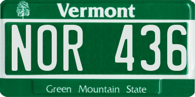 VT license plate NOR436