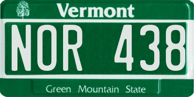 VT license plate NOR438