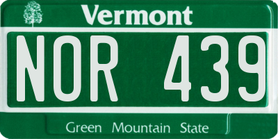 VT license plate NOR439