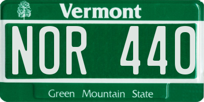 VT license plate NOR440
