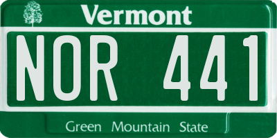 VT license plate NOR441
