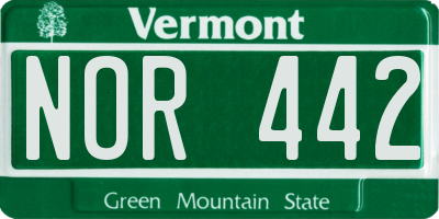 VT license plate NOR442
