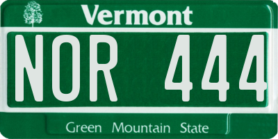 VT license plate NOR444