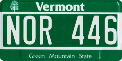 VT license plate NOR446