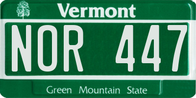 VT license plate NOR447