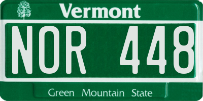 VT license plate NOR448
