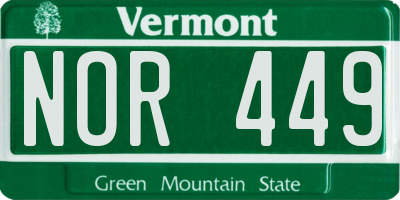 VT license plate NOR449