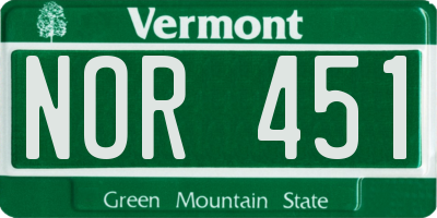 VT license plate NOR451