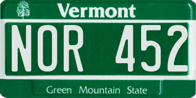 VT license plate NOR452