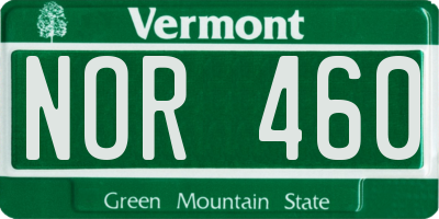 VT license plate NOR460