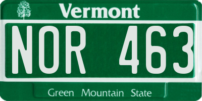 VT license plate NOR463