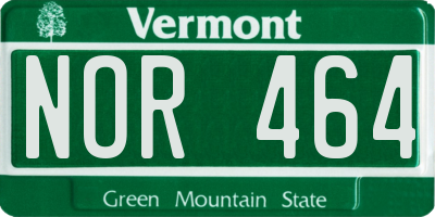 VT license plate NOR464
