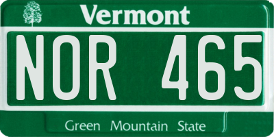 VT license plate NOR465