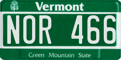 VT license plate NOR466