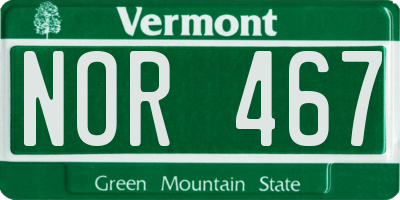 VT license plate NOR467