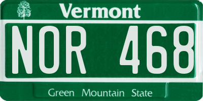 VT license plate NOR468