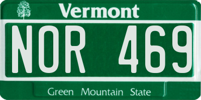 VT license plate NOR469