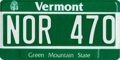 VT license plate NOR470