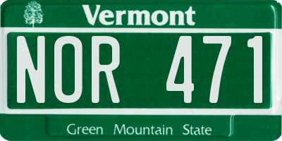 VT license plate NOR471