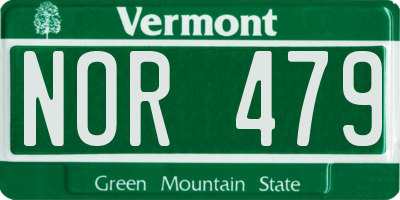 VT license plate NOR479