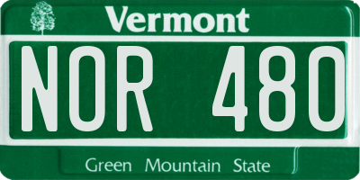 VT license plate NOR480