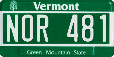 VT license plate NOR481
