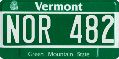 VT license plate NOR482