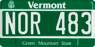 VT license plate NOR483