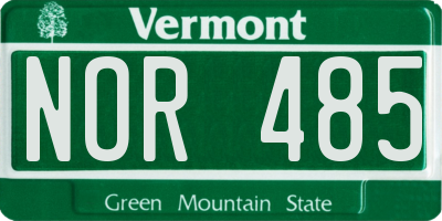 VT license plate NOR485