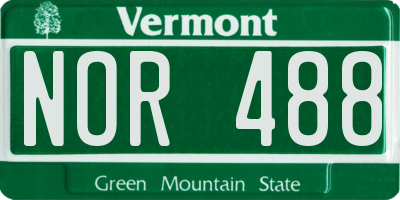 VT license plate NOR488