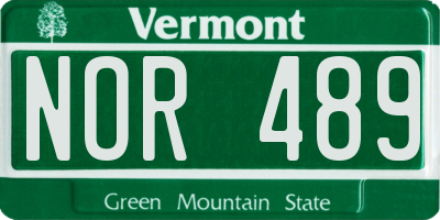 VT license plate NOR489