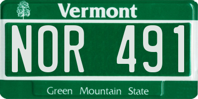 VT license plate NOR491