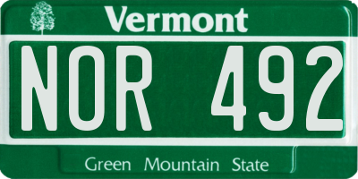 VT license plate NOR492