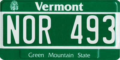 VT license plate NOR493