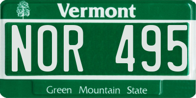 VT license plate NOR495