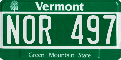 VT license plate NOR497
