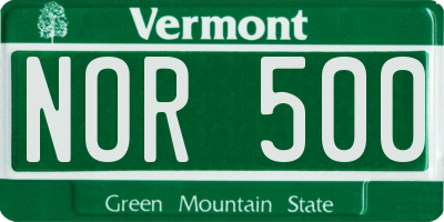 VT license plate NOR500