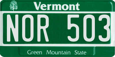 VT license plate NOR503
