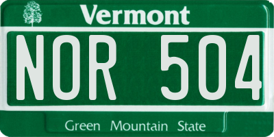 VT license plate NOR504