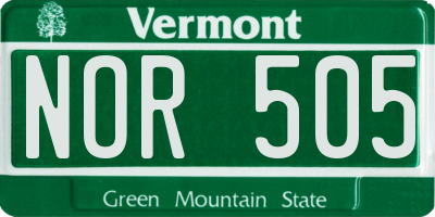 VT license plate NOR505