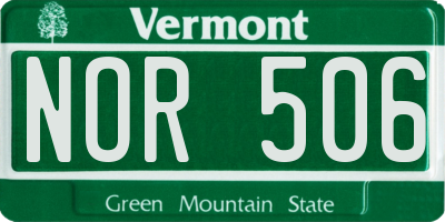 VT license plate NOR506