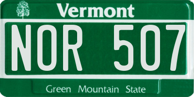 VT license plate NOR507