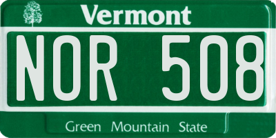 VT license plate NOR508