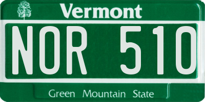 VT license plate NOR510