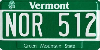VT license plate NOR512