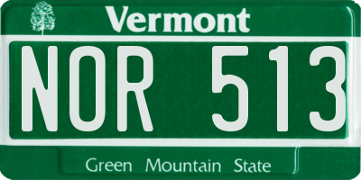 VT license plate NOR513